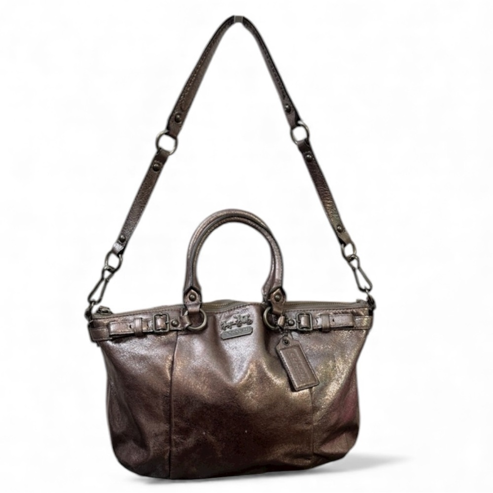 Coach Madison Sophia Metallic Satchel w/ Gunmetal Hardware & Dusty